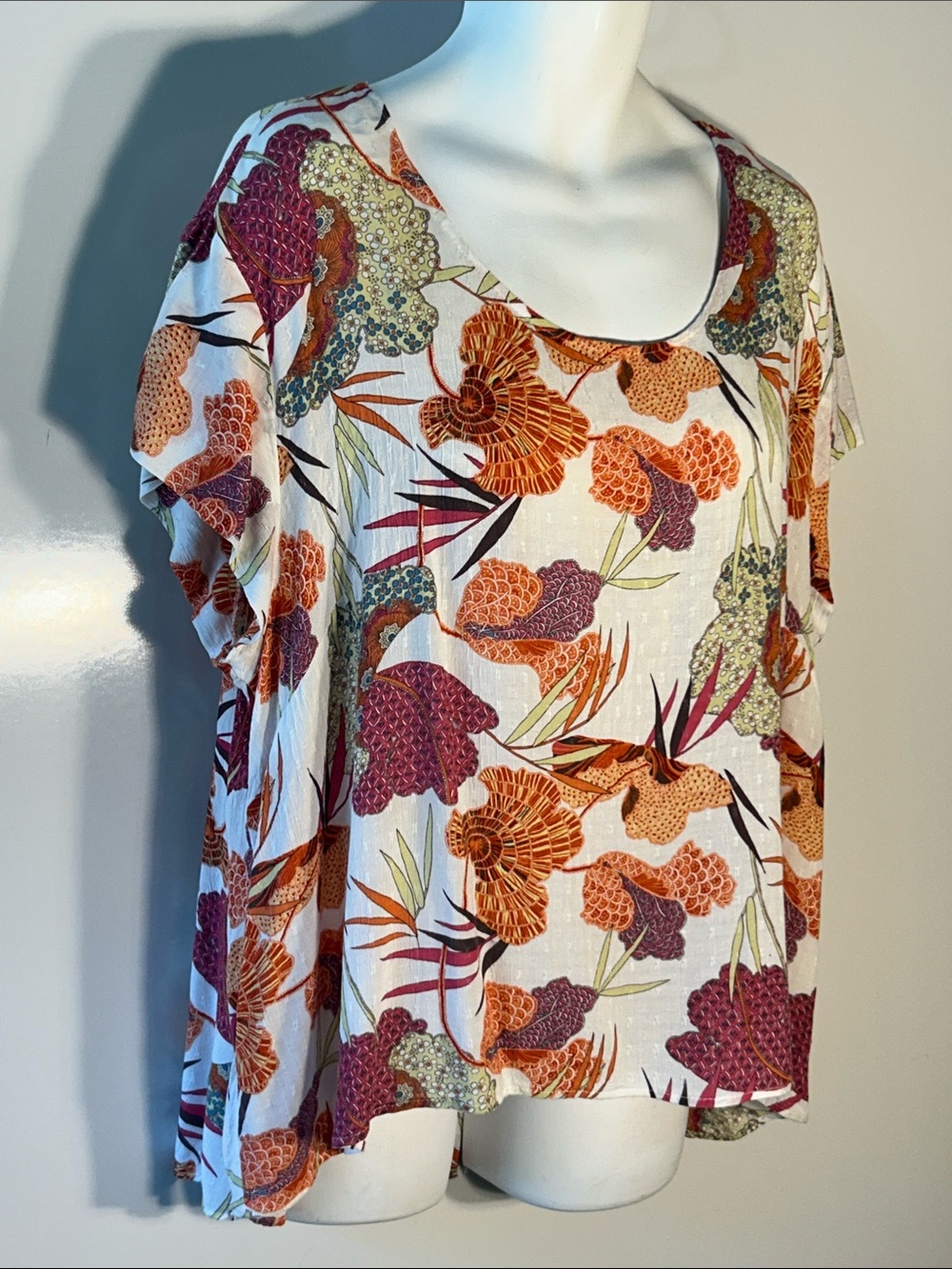 Rachel Zoe SZ 3X Multi Color Floral Flowy Top Cottage Coquette Boho Resort Comfy